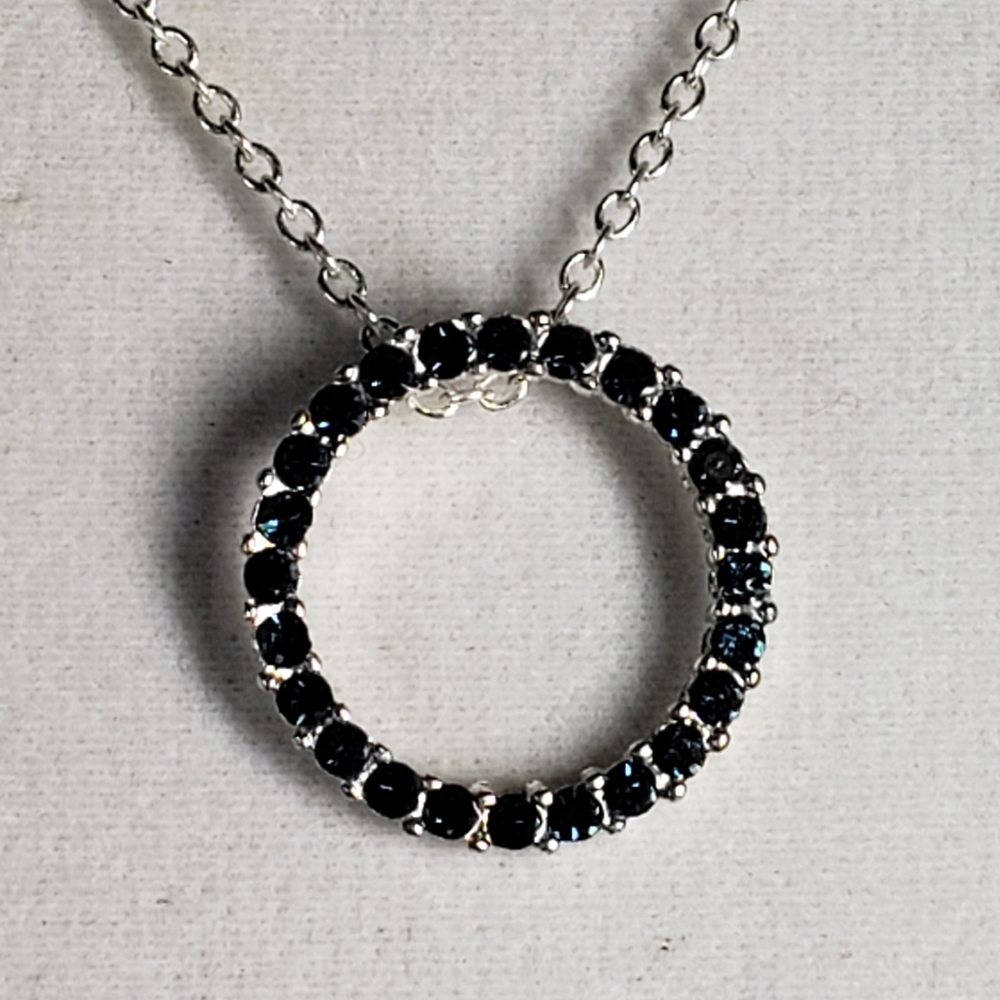 Avon Birthstone crystal circle necklace, September, sapphire